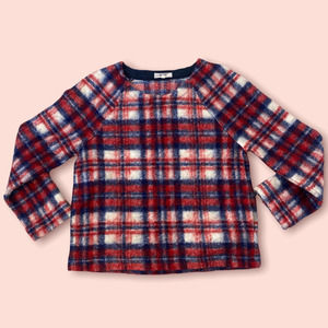 Madewell Brushed Plaid Fuzzy Pullover Size Medium